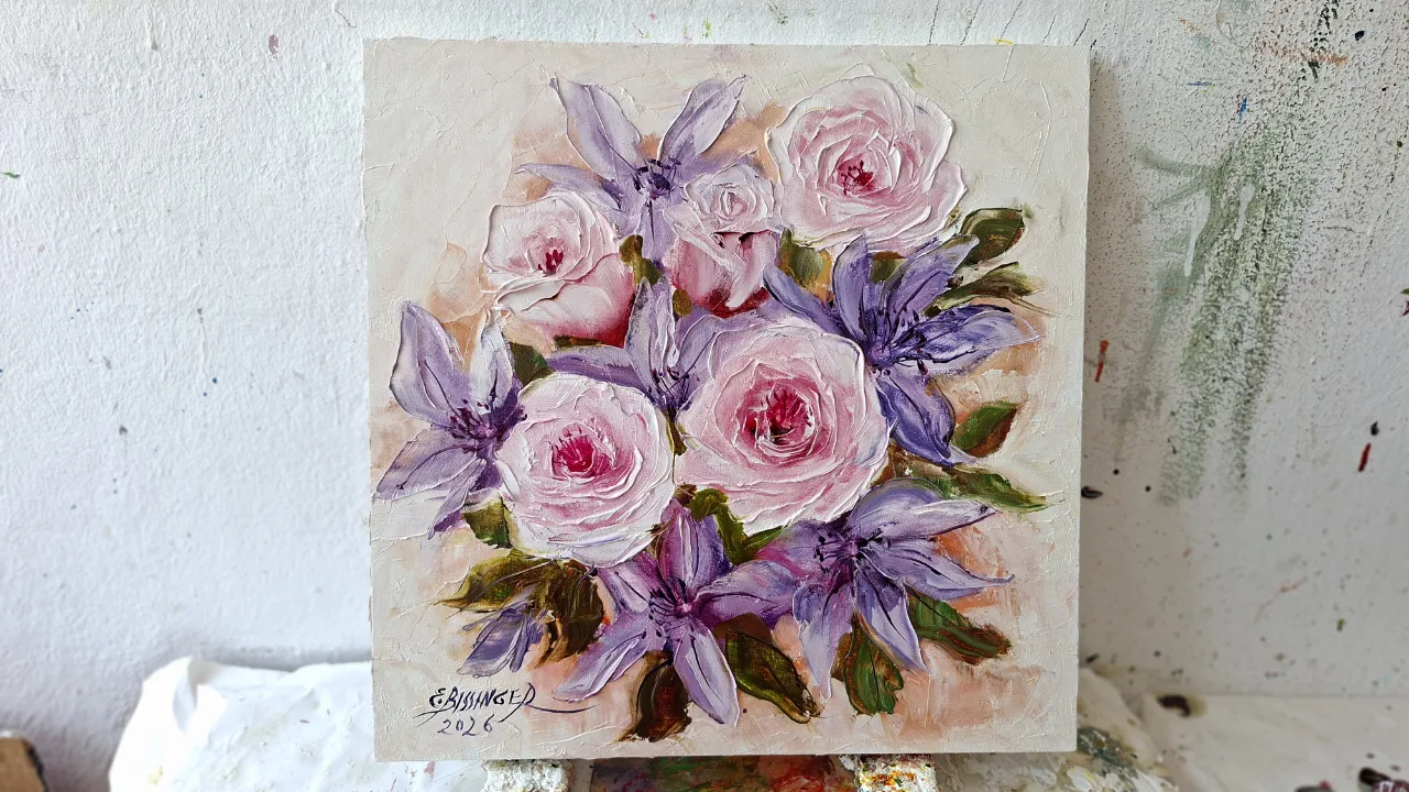 Clematis si trandafiri roz – fotografia 5 din 6