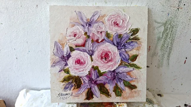 Clematis si trandafiri roz – fotografia 5 din 6