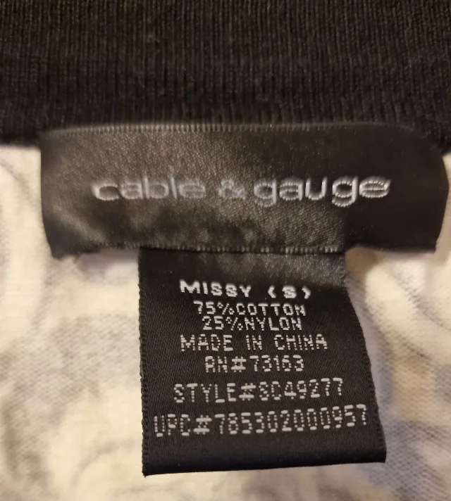 Cable & Gauge, Bluza de damă, alb-negru, S – fotografia 3 din 3