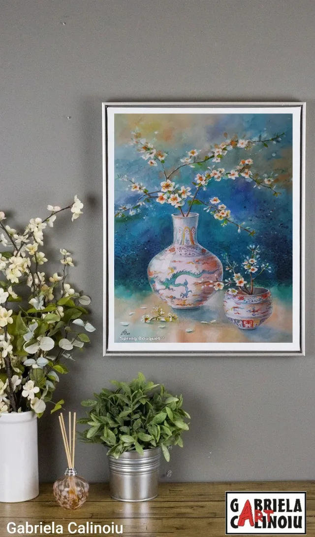 Flori de cires în vase chinezești. – fotografia 5 din 6