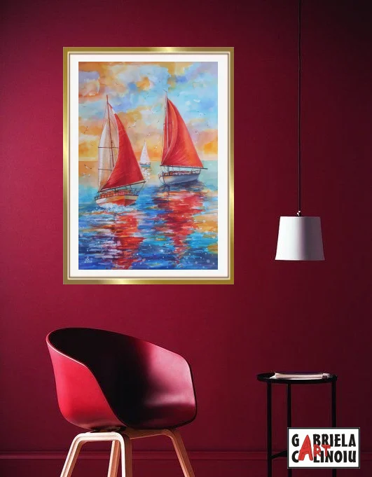 Tablou peisaj cu bărci – fotografia 4 din 4