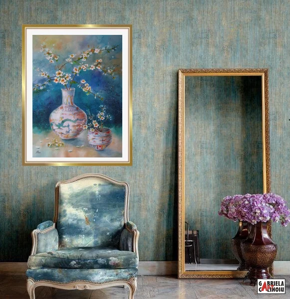Flori de cires în vase chinezești. – fotografia 2 din 6