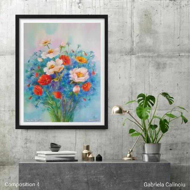 Tablou buchet flori mixte – fotografia 3 din 4