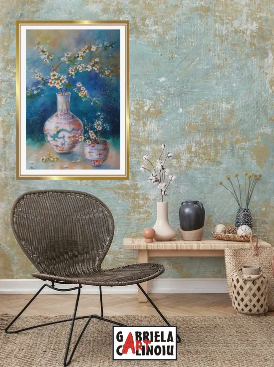 Flori de cires în vase chinezești. – fotografia 3 din 6