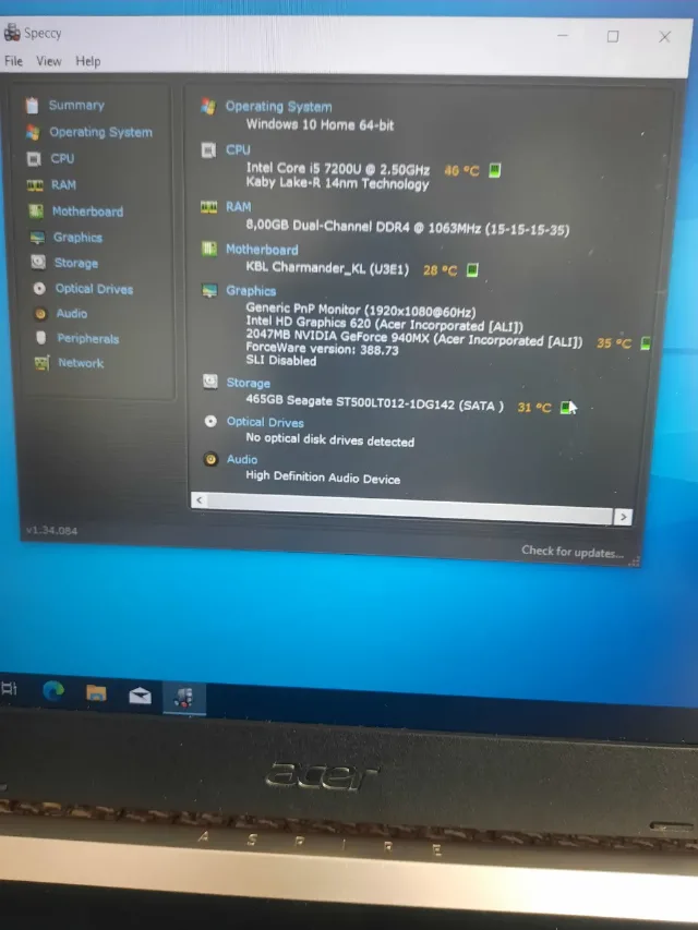 Acer Cpu i5 7200U Rami 8 Gb Ddr4 – fotografia 4 din 7