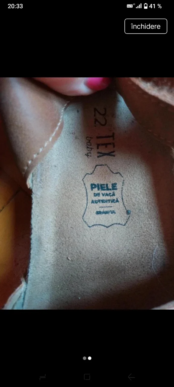 sandale Nr 22 din piele de vacă – fotografia 2 din 2