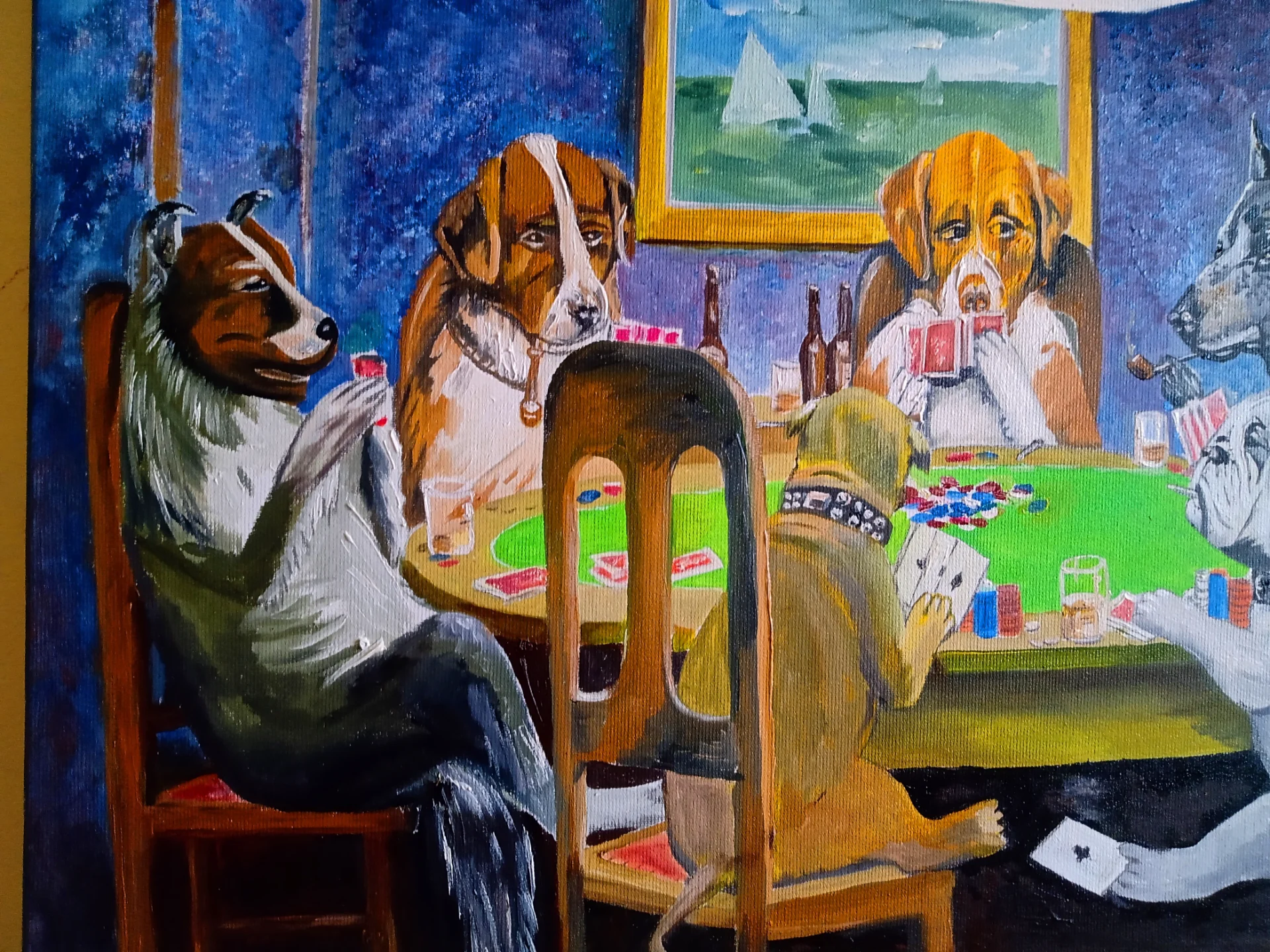Tabloul "Cainii care joaca poker", pictura manuala in ulei pe panza – fotografia 4 din 4