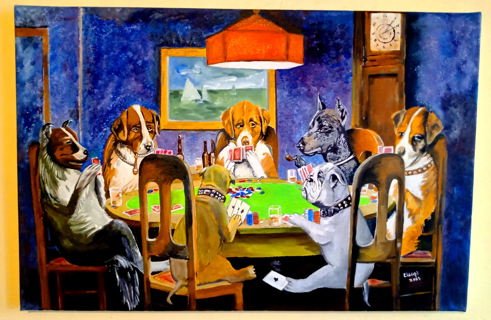 Tabloul "Cainii care joaca poker", pictura manuala in ulei pe panza – fotografia 1 din 4