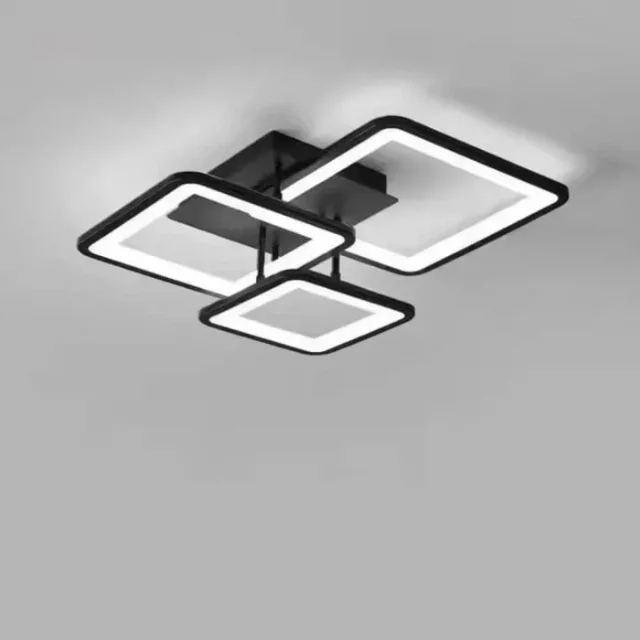 Lustra LED 3 cadre geometrice reglaj lumina telecomanda negru 46W – fotografia 3 din 4