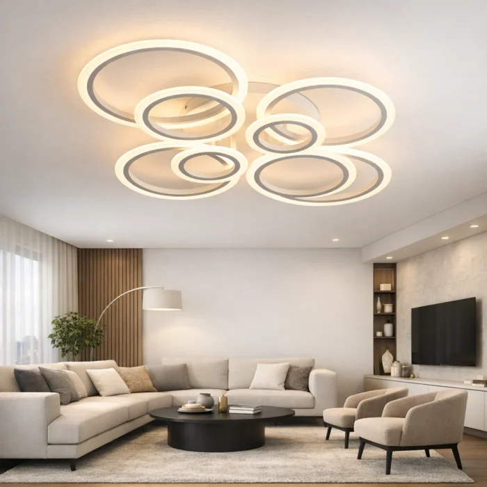 Lustra LED Moderna 130W cu Telecomanda si 8 Inele Luminoase – Tulcea, Tulcea