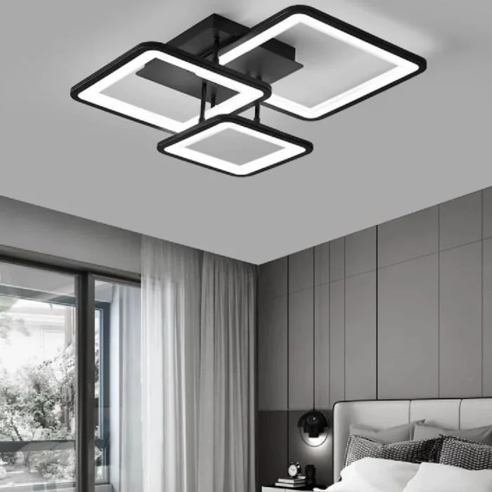 Lustra LED 3 cadre geometrice reglaj lumina telecomanda negru 46W – Tulcea, Tulcea