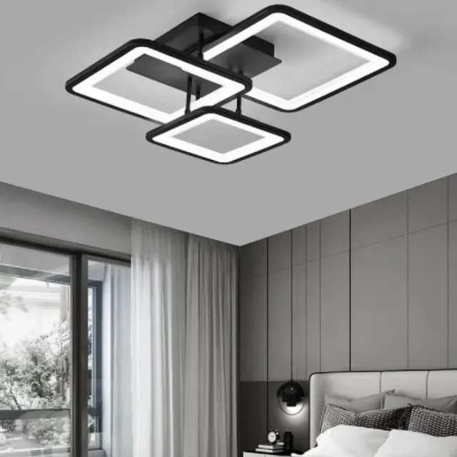 Lustra LED 3 cadre geometrice reglaj lumina telecomanda negru 46W – Tulcea, Tulcea