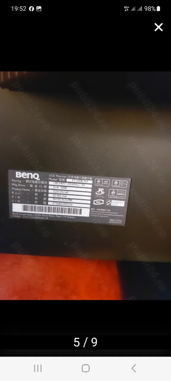 vînd monitor Benq negru – fotografia 2 din 6