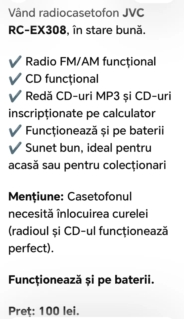 radio casetofon cu cd JVC – fotografia 3 din 3