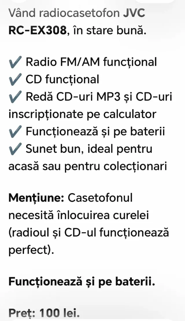 radio casetofon cu cd JVC – fotografia 3 din 3