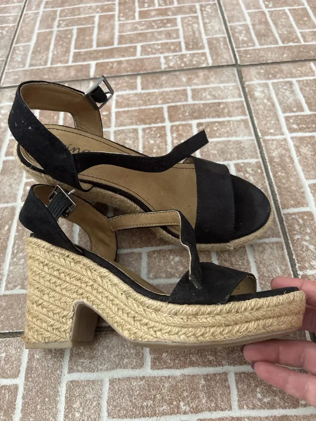 Sandale negre piele întoarsă Corina mărimea 36 – fotografia 3 din 5