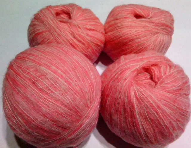 MOHAIR / ALPACA - fir subtire - CORAL/IVORY – fotografia 2 din 2