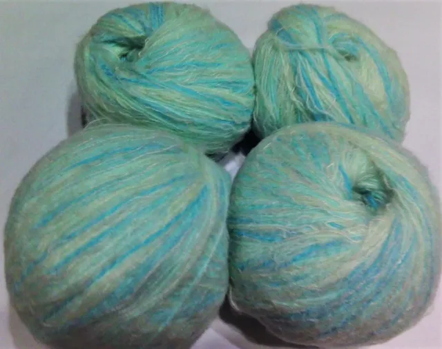 MOHAIR / ALPACA - fir subtire - IVORY/TURCOAZ – fotografia 2 din 2