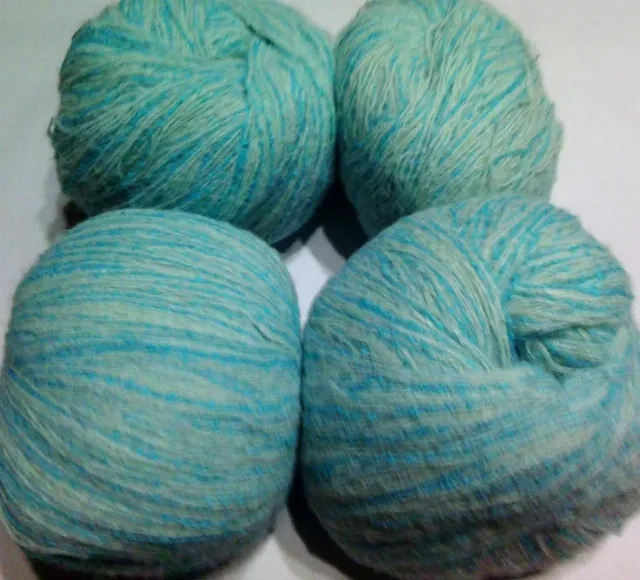 MOHAIR / ALPACA - fir subtire - ALB/TURCOAZ – fotografia 2 din 2