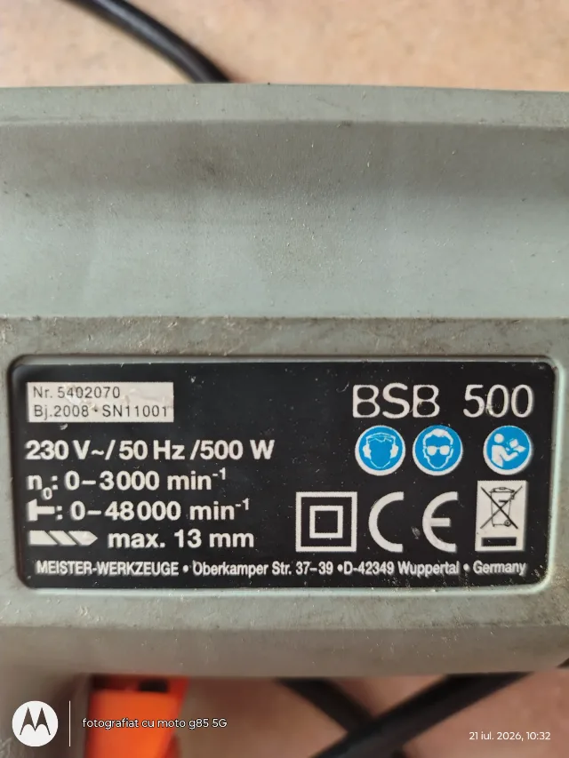 Bormasina BSB 500 fabricata in Germania, in stare de utilizare. – fotografia 2 din 4