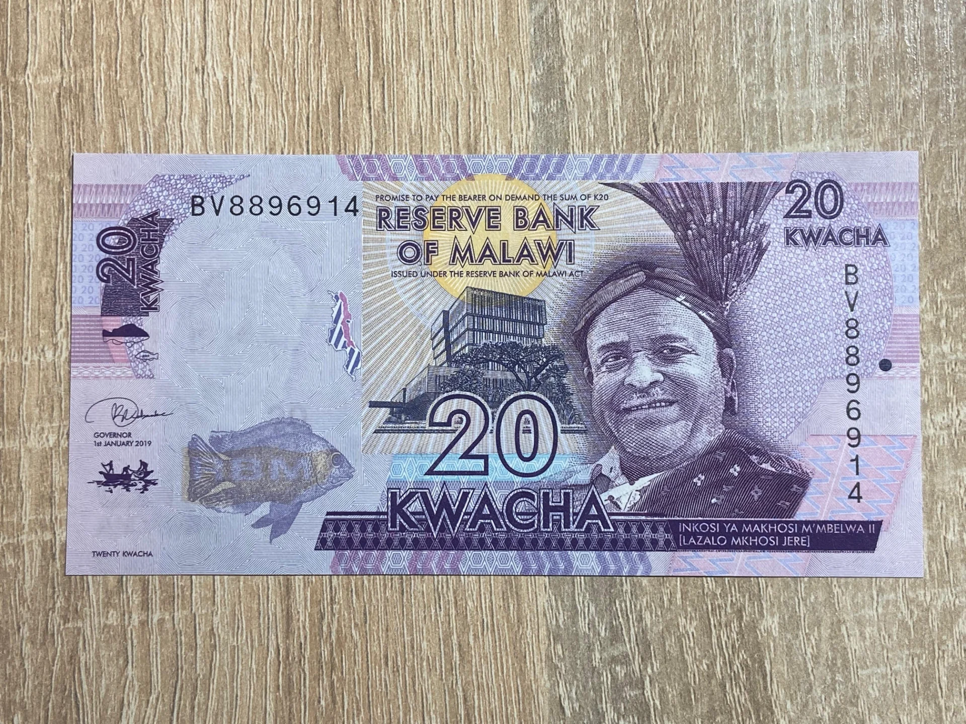 Malawi - 20 kwacha 2019  UNC – fotografia 1 din 2
