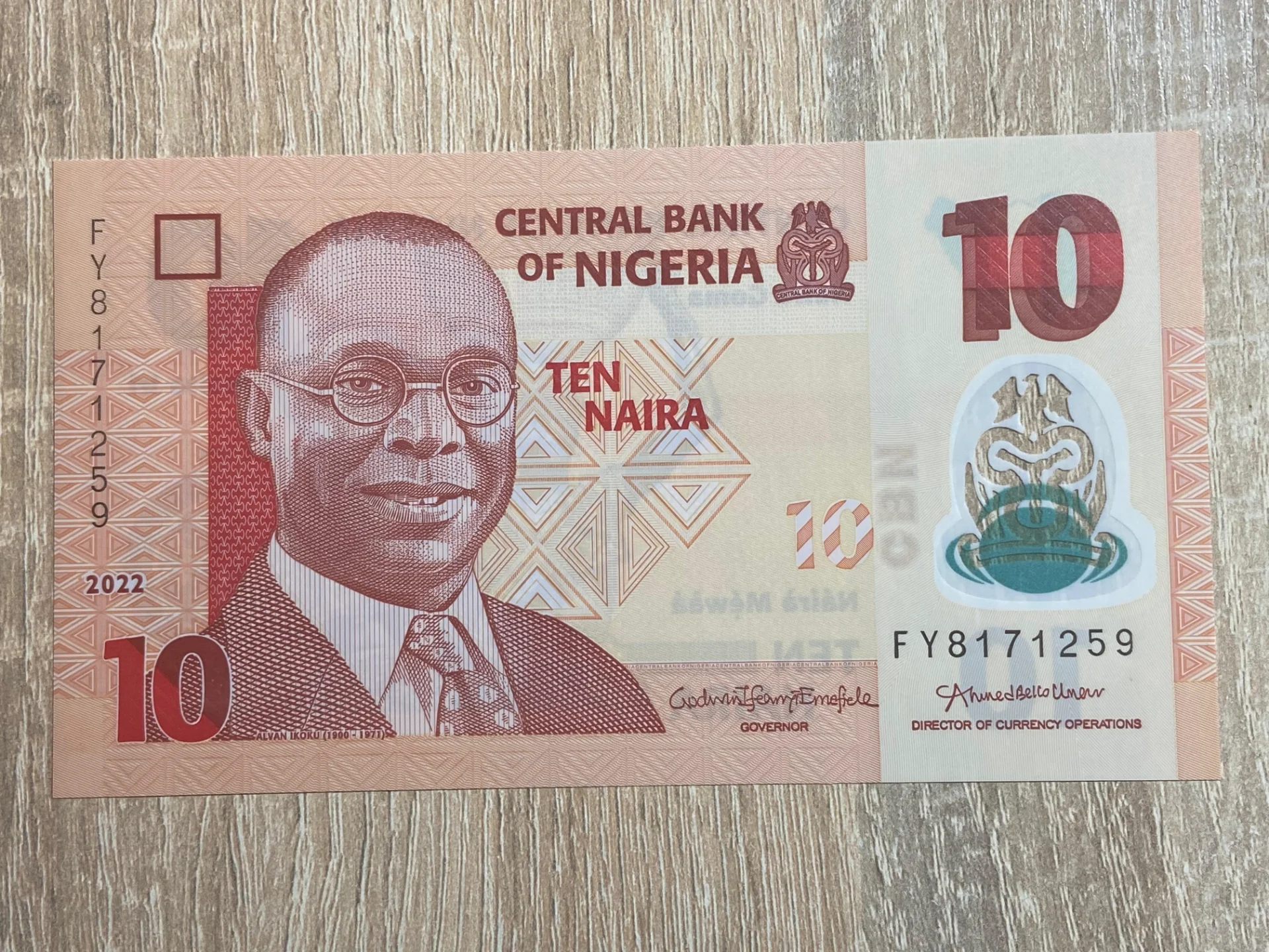 Nigeria - 10 naira 2022  UNC – fotografia 1 din 2