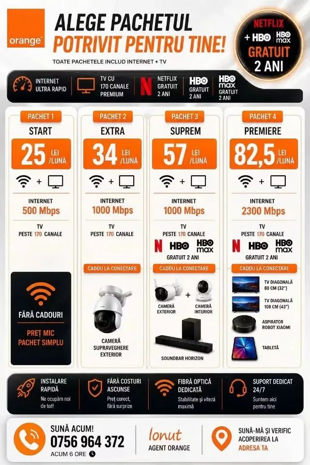 Oferta Orange fibră optică – Iasi, Iași