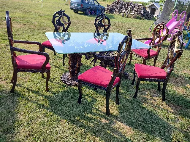 Masa lemn masiv+șase scsune – fotografia 2 din 8