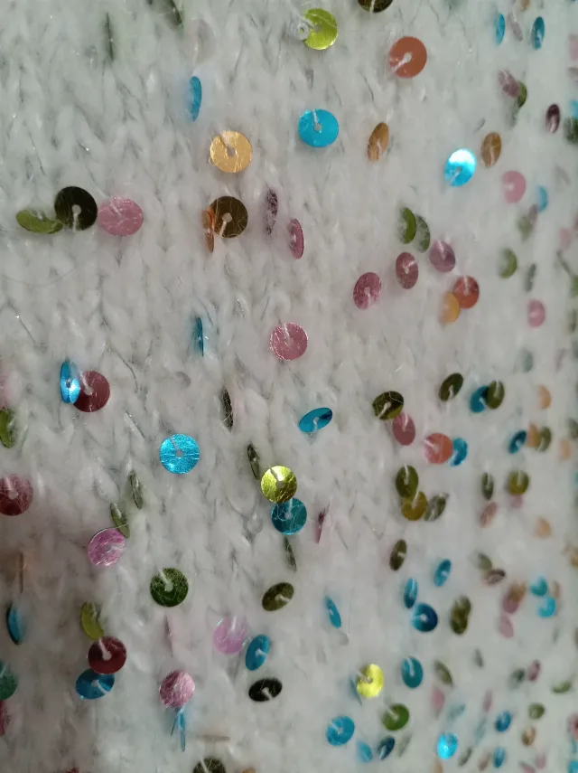 Cardigan tricotat din mohair și paiete colorate, mărimea M – fotografia 3 din 3