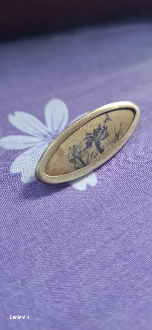 Brosa vintage de colectie - Peisaj minimalist pe panza – Zarnesti, Brașov