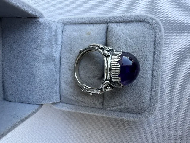 Inel din argint și ametist cabochon – fotografia 6 din 6