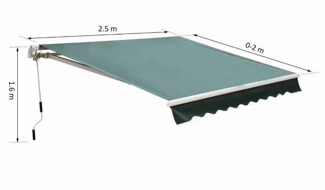 Copertina roll-up Outsunny, Manivela, Poliester, 250x200cm, Verde – fotografia 8 din 8
