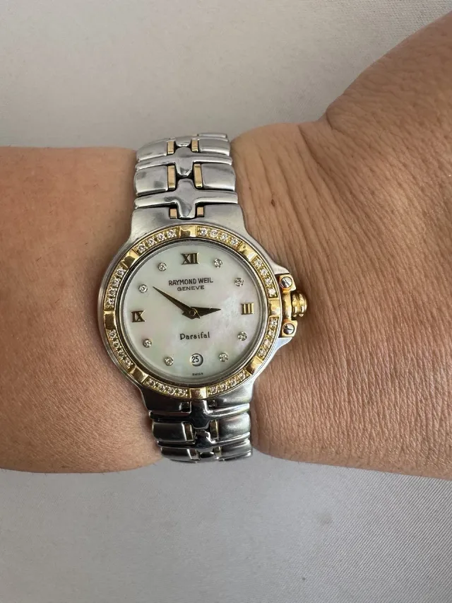 Ceas RAYMOND WEIL aur, diamante și oțel – fotografia 3 din 8