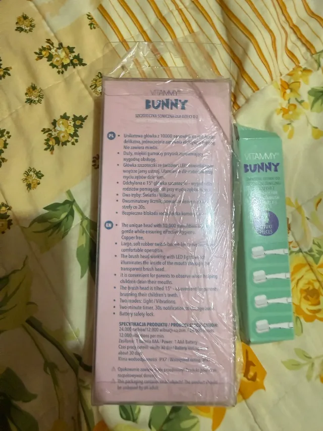 Periuta de dinti electrica Vitammy Bunny, pentru copii 0-3 ani, roz/ albastru – fotografia 3 din 6