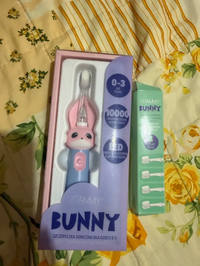 Periuta de dinti electrica Vitammy Bunny, pentru copii 0-3 ani, roz/ albastru – fotografia 2 din 6
