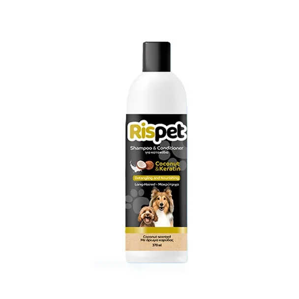 Șampon + balsam cu Keratină vegetală și apa de nucă de cocos pentru animale de companie cu păr lung – 370ml – Sector 1, București