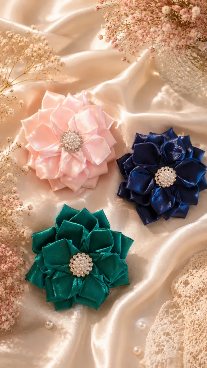 Clamite de par, material satin – fotografia 1 din 1