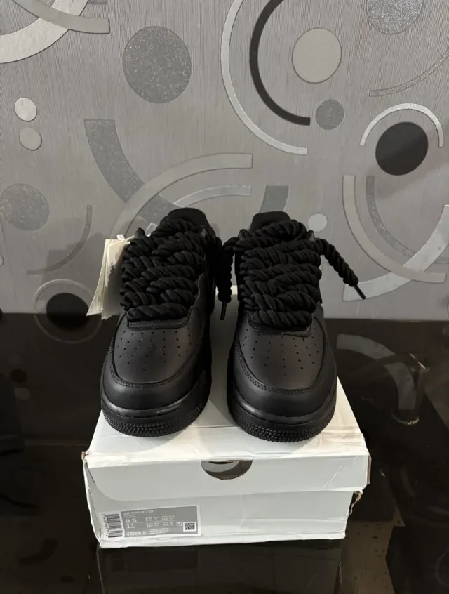 NIKE AIR FORCE 1 LOW BLACK ROPE LACES – fotografia 3 din 5