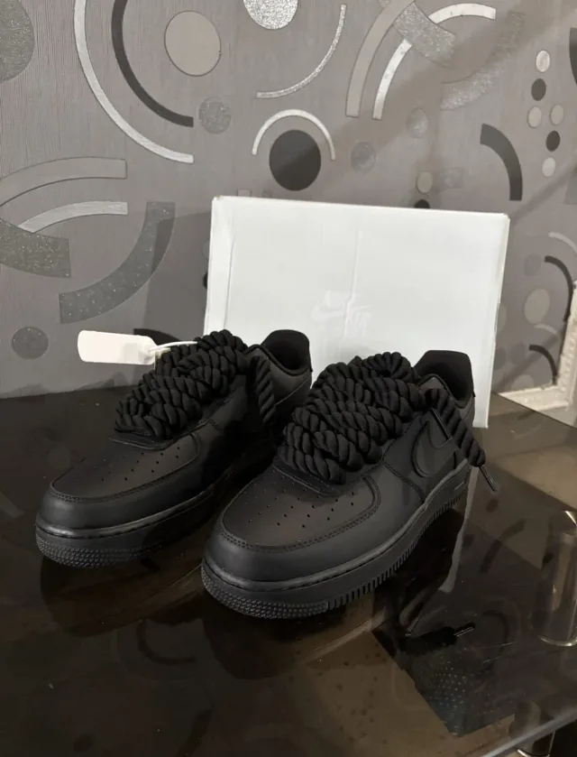 NIKE AIR FORCE 1 LOW BLACK ROPE LACES – fotografia 4 din 5