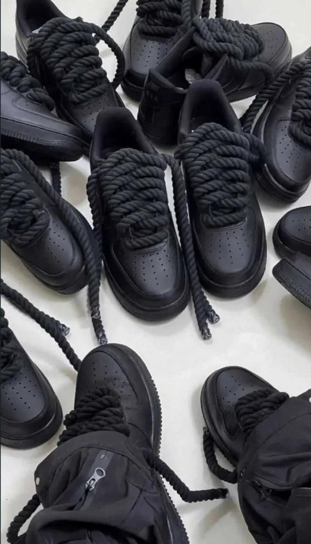 NIKE AIR FORCE 1 LOW BLACK ROPE LACES – fotografia 2 din 5