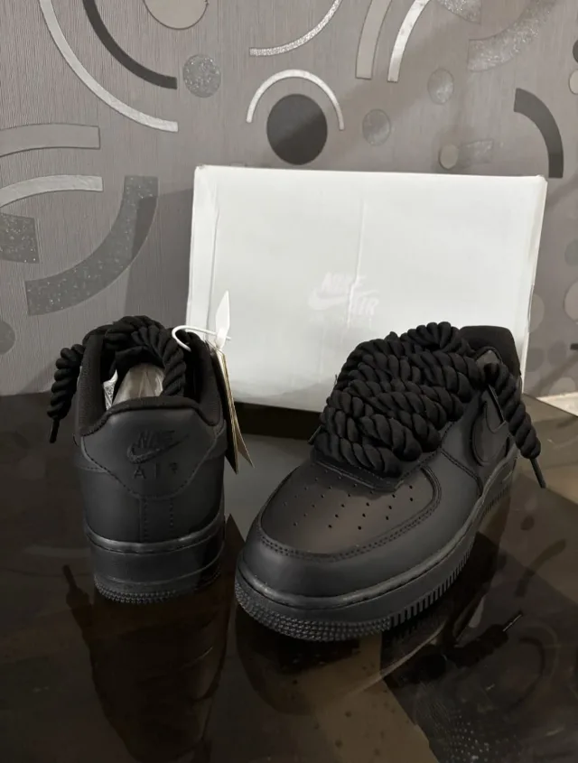 NIKE AIR FORCE 1 LOW BLACK ROPE LACES – fotografia 5 din 5