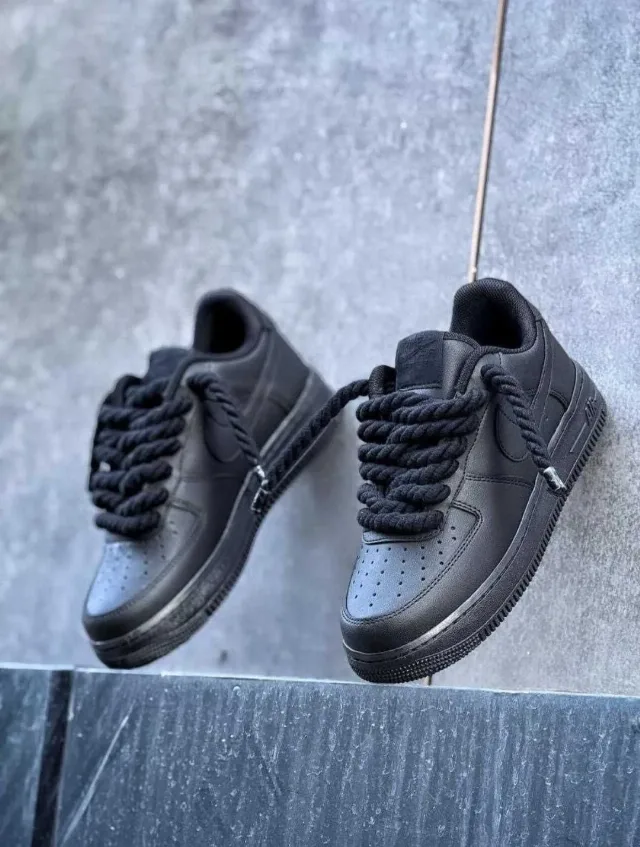 NIKE AIR FORCE 1 LOW BLACK ROPE LACES – fotografia 1 din 5