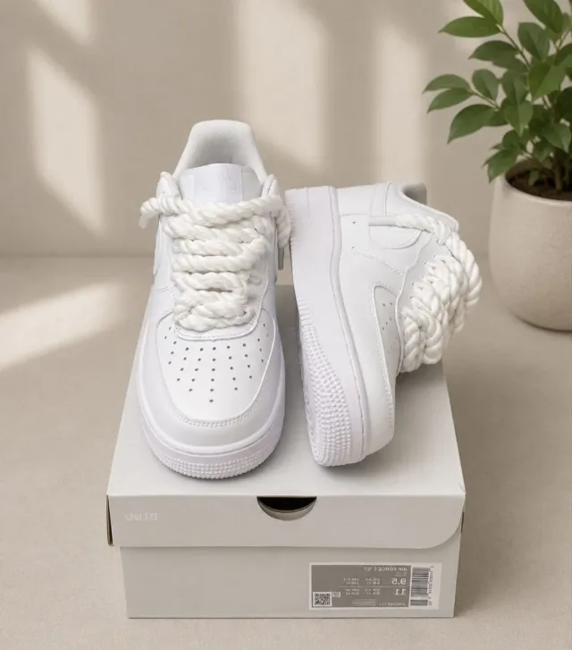 NIKE AIR FORCE 1 LOW BLACK ROPE LACES – fotografia 4 din 5