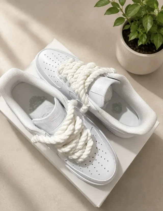 NIKE AIR FORCE 1 LOW BLACK ROPE LACES – fotografia 5 din 5
