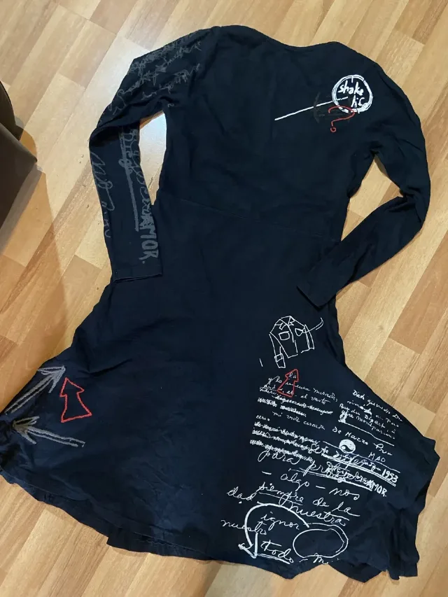 Rochie neagră vintage Desigual cu mânecă lungă – fotografia 5 din 6