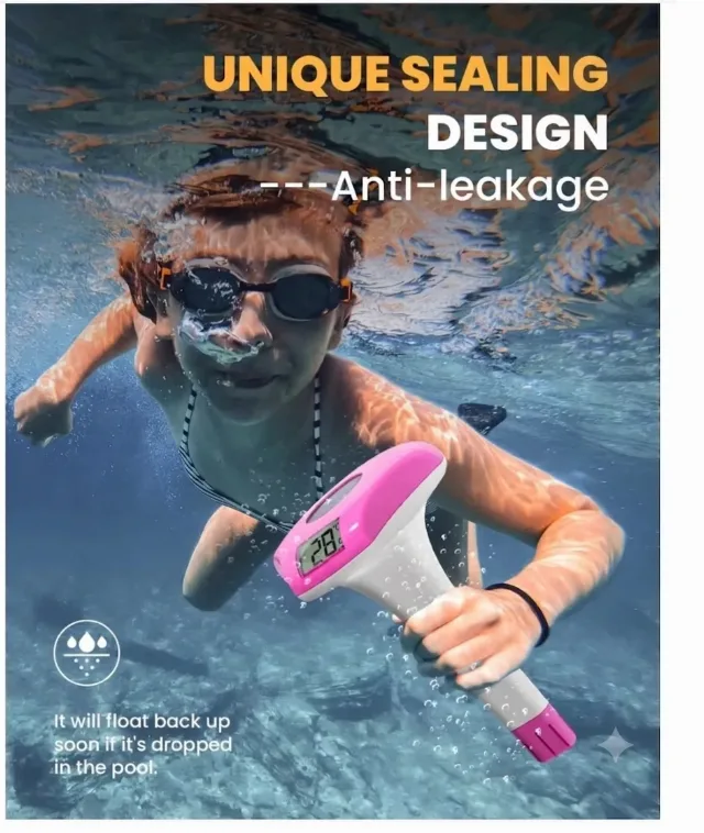 Termometru digital solar plutitor pentru piscină / spa, IPX8 rezistent la apă produs resigilat import Germania – fotografia 4 din 4