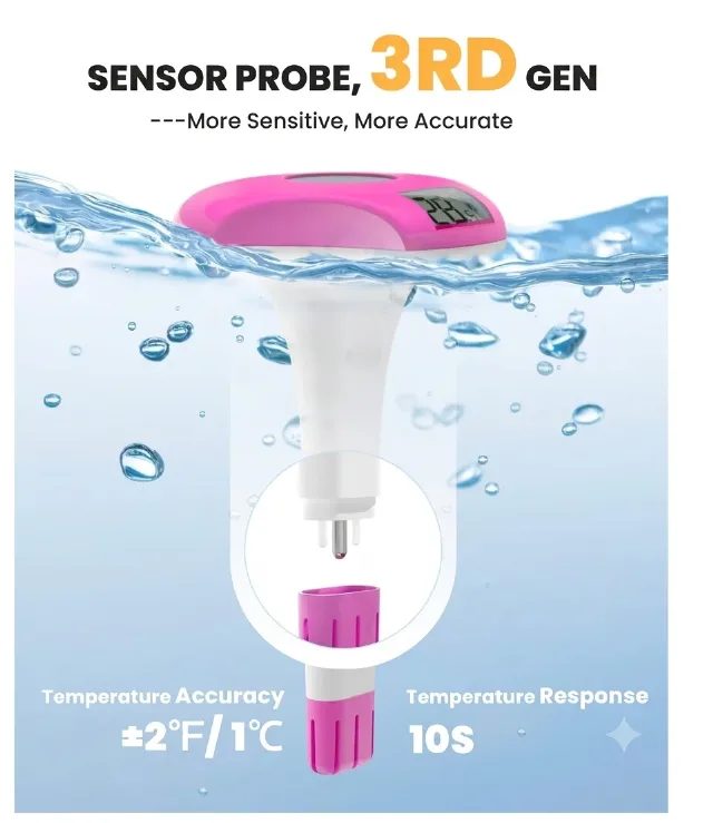 Termometru digital solar plutitor pentru piscină / spa, IPX8 rezistent la apă produs resigilat import Germania – fotografia 2 din 4