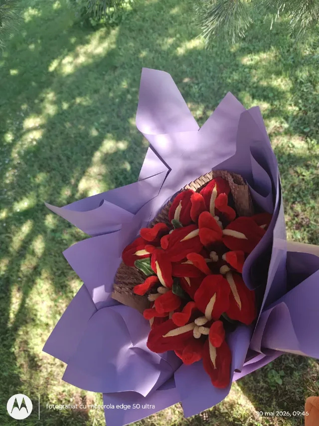 Buchet irisi rosi – fotografia 3 din 4