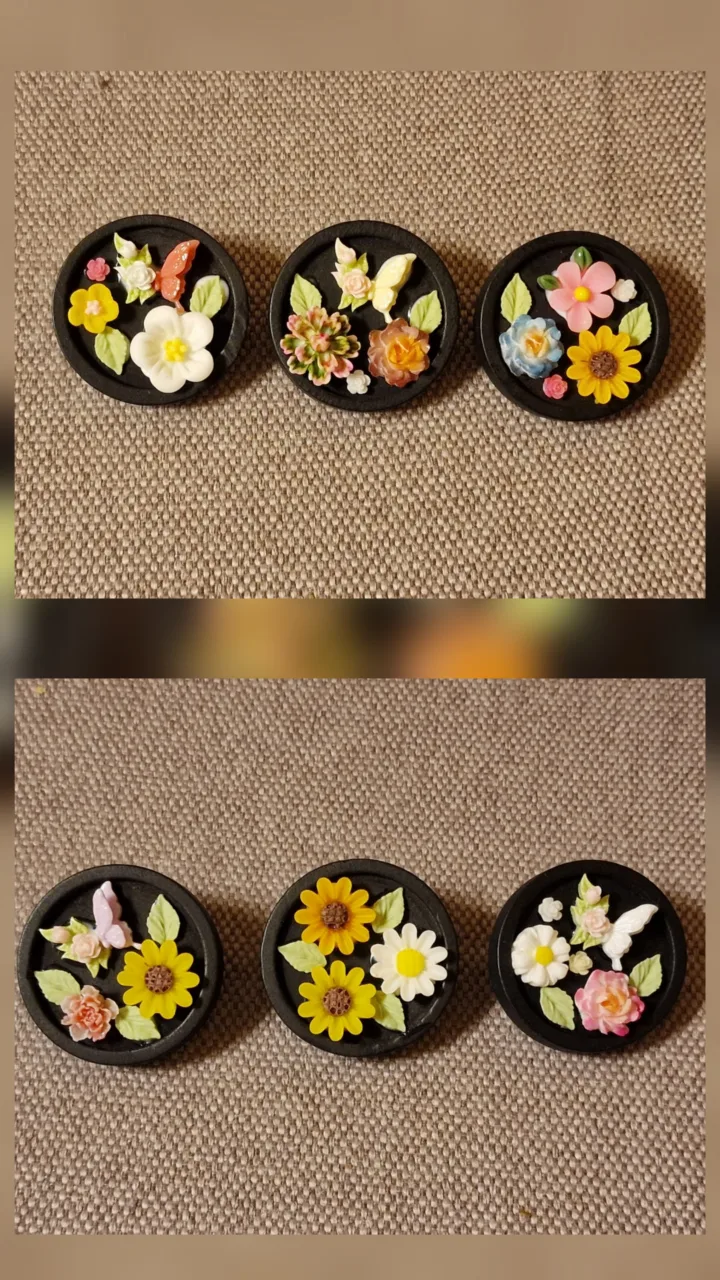 Broșe lemn cu flori miniaturale – Targu Mures, Mureș