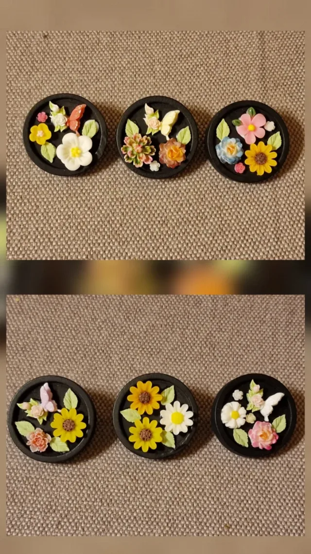 Broșe lemn cu flori miniaturale – fotografia 1 din 7